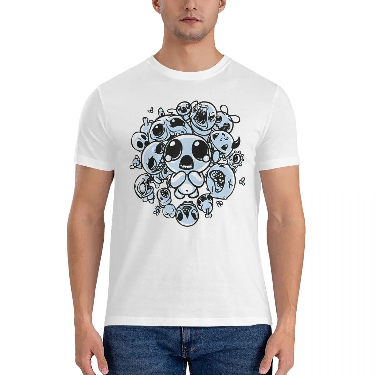 Two Tone For Men, Women Unisex Full Size. Men's T Shirt The Binding of Isaac Unique Tees Short Sleeve Crewneck T-Shirt