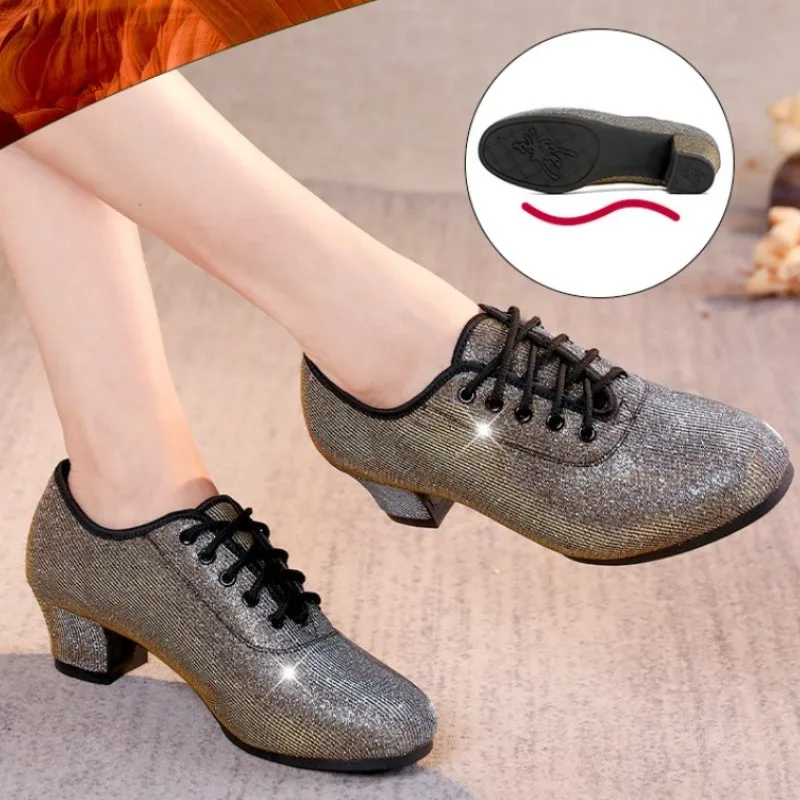 أحذية قاعة الرقص المهنية امرأة مغلقة اصبع القدم ممارسة الأداء الحديثة رقص الجاز حذاء امرأة سوداء أحذية الرقص اللاتينية