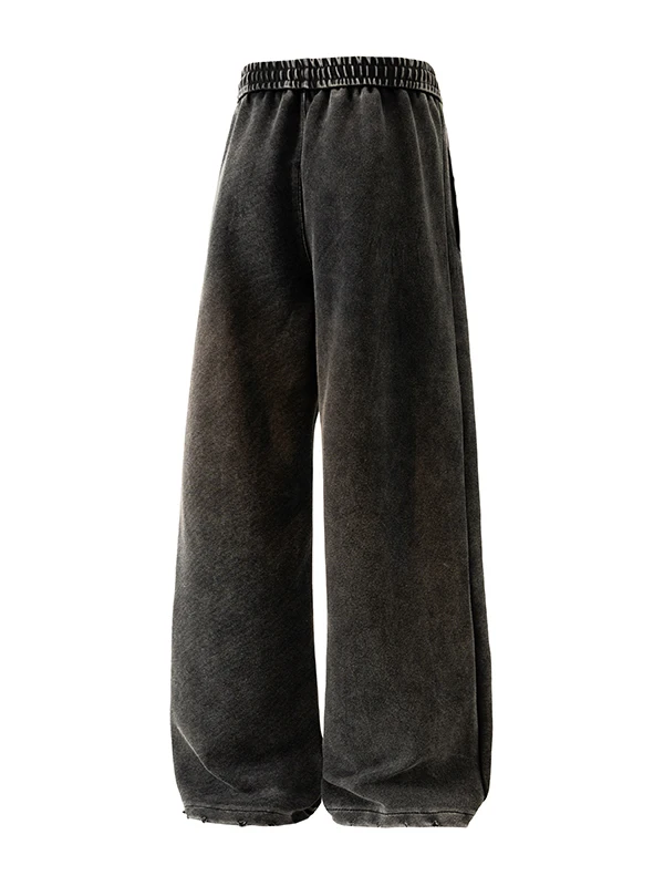 Retro American Washed Straight Leg Casual Pants Men Women Spring Loose Wide Leg Pants Hole Sports Sweatpants Citywalk