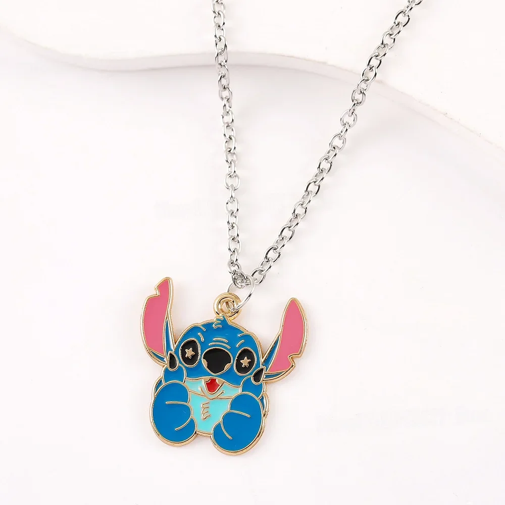 Collar de dibujos animados de Disney Stitch Loli, colgante de amor de Anime, cadena para pareja de estudiantes, suéter, ropa, accesorios de joyería a juego, regalo