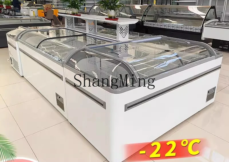 ZYY commercial horizontal freezer supermarket combination island cabinet seafood refrigerated frozen display cabinet