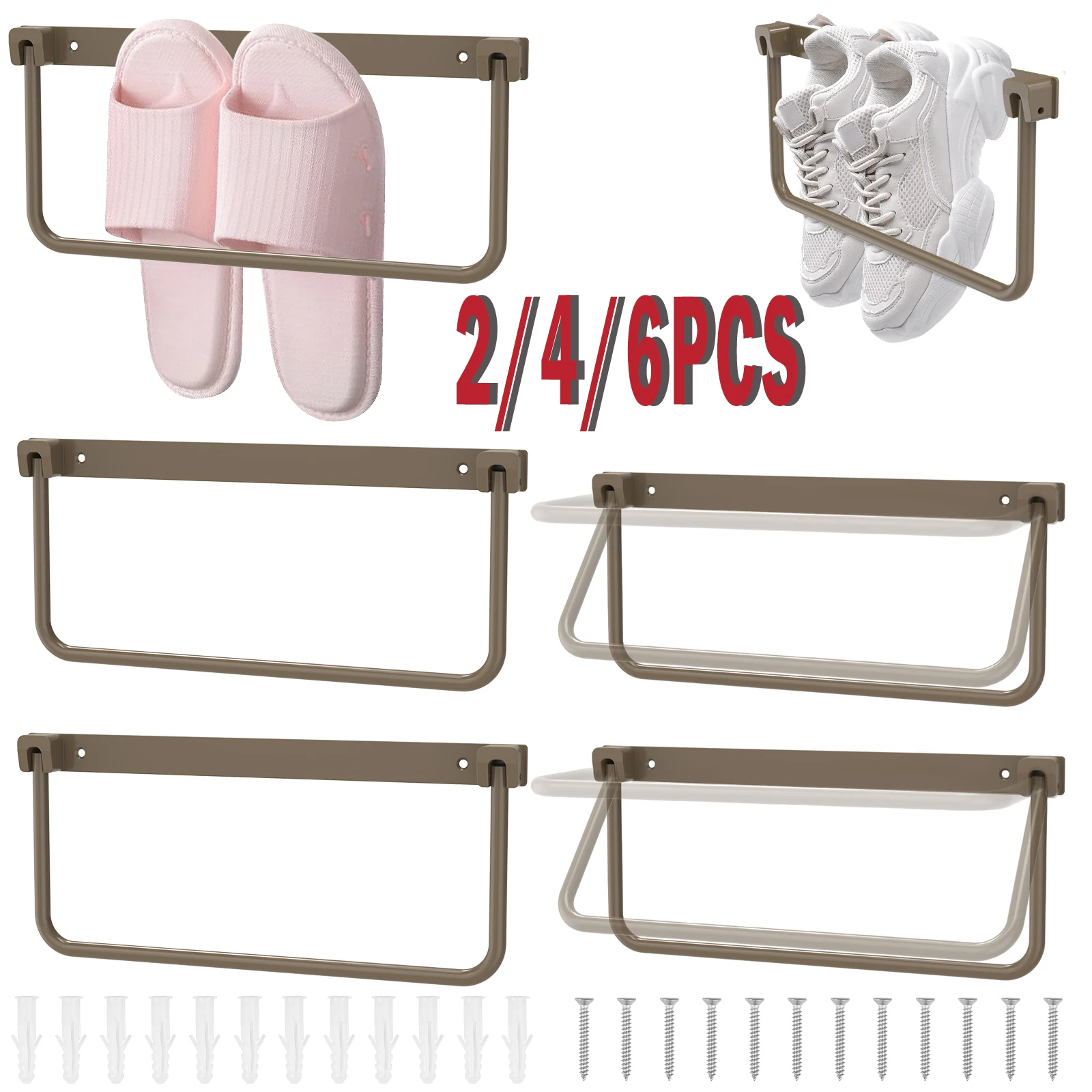 

2/4/6Pcs RV Shoe Storage Aluminum Alloy Foldable RV Shoe Holder Rack Space Saving Camper Wall Mounted Rack for Traveling Camping