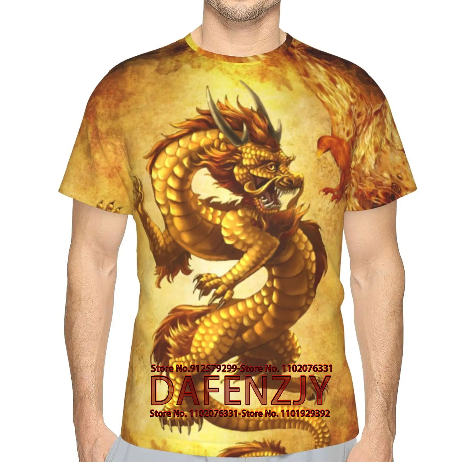 Men's Dragon T Shirt Summer Short Sleeve Tees Tops Animal Theme Shirt Anime Graphic Shirt