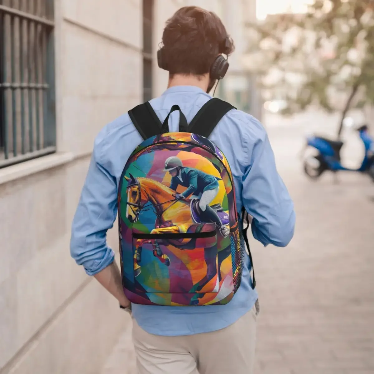 Vibrant Equestrian Horse Racing Student Backpack School Bag Hiking Travel Daypack for Boys Girls Bookbag Shoulder Bags