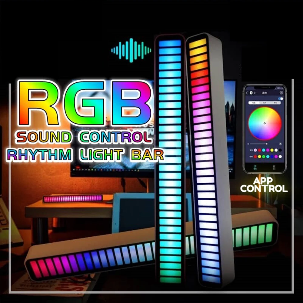 New RGB Light LED Music Sound Control Light Capture Rhythm Night Light Environment for Game Desktop Computer