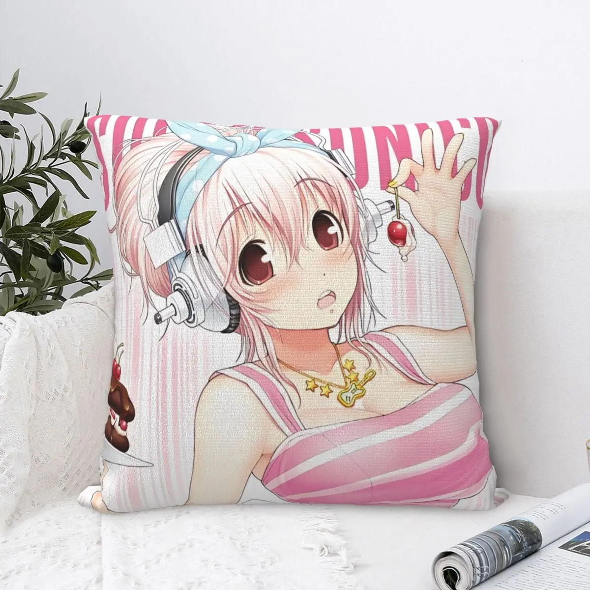 Наволочка с рисунком японского аниме Super Sonico, винтажная наволочка, мягкая наволочка, наволочки для свадебной вечеринки, домашний декор