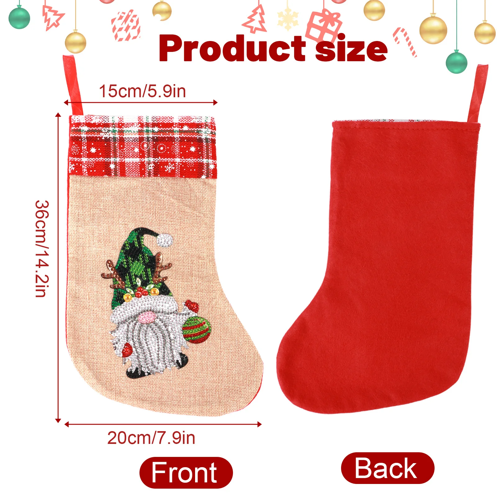 Christmas Dwarf Diamond Painting Stocking kits,Special shape Diamond Painting Fireplace Hanging Stocking Candy Bag handmade Gift