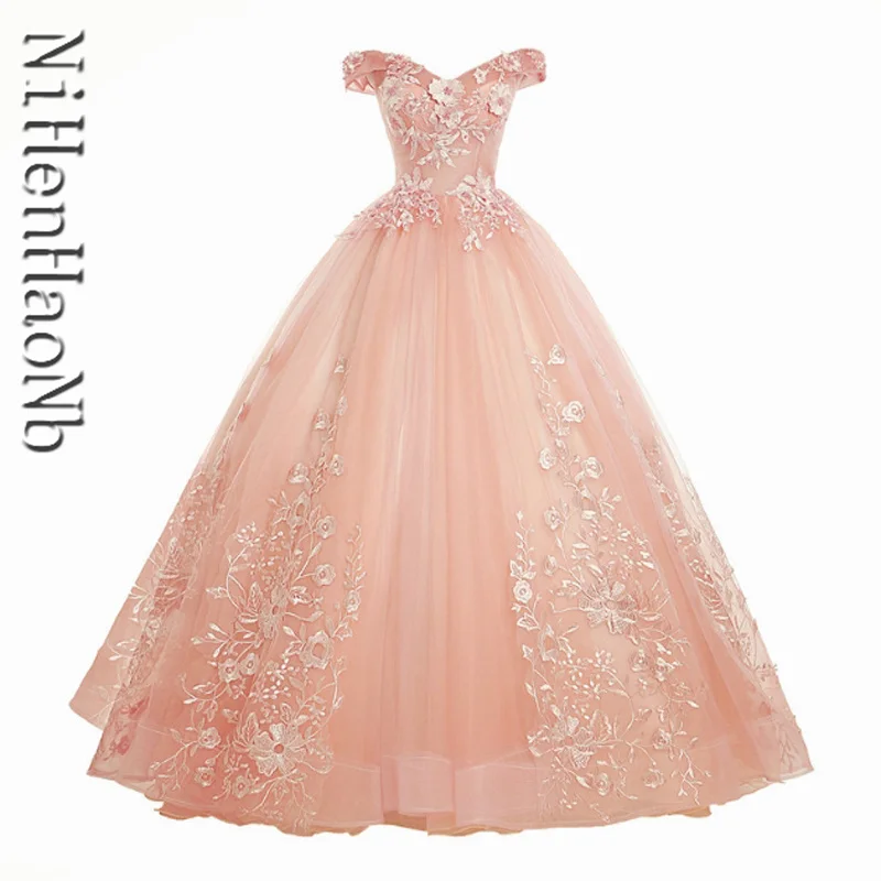 2023 Beaded Embroidery Flower Sweet 16 Dress Birthday Ball Gown Off The Shoulder Vestidos De 15 Años