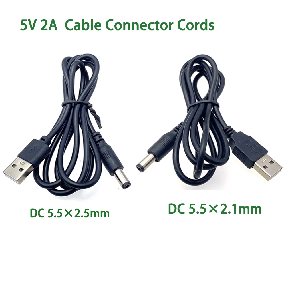 Cable de alimentación con núcleo de cobre, Cable de datos electrónicos de carga USB a CC 5,5, accesorios electrónicos, 5,5x2,1/5,5x2,5mm