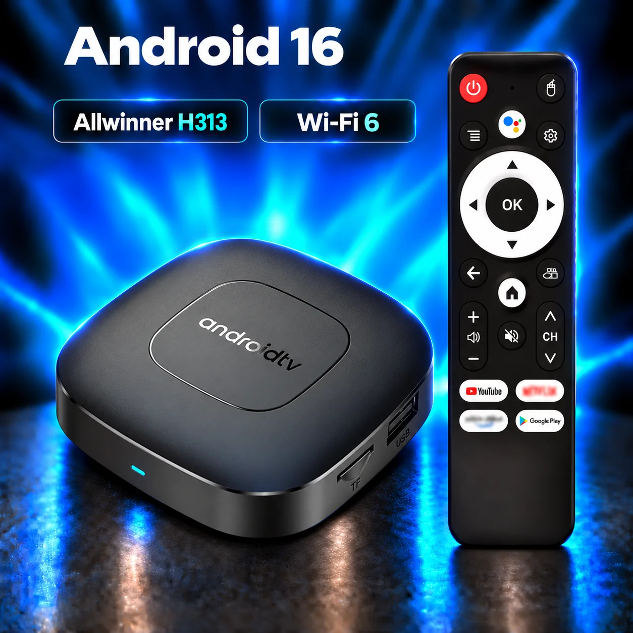T1 Allwinner H313 Android 16 Smart TV Box Voice Remote Bluetooth5.0 4K HD Video Mini Media Player 128GB Very Fast Set Top Box