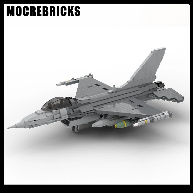 MOC Military Series  F-16 Jet Multipurpose Building Blocks Fighters Kit DIY Assembly Models Bricks Children's Toys Birthday Gift