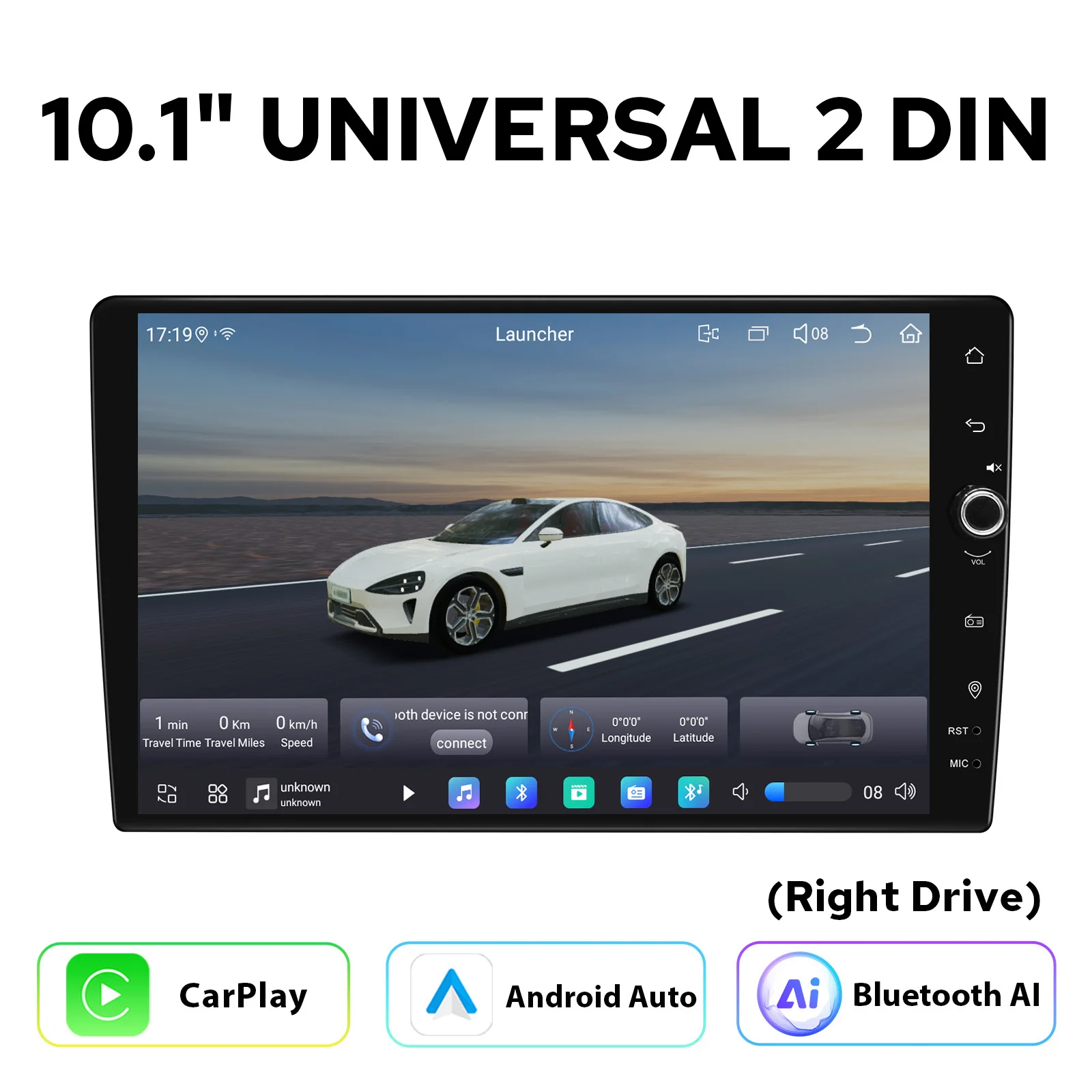 JOYING Double DIN Car Radio with Physical Volume Knob (Right Side) Wireless CarPlay Android Auto Universal Multimedia Player