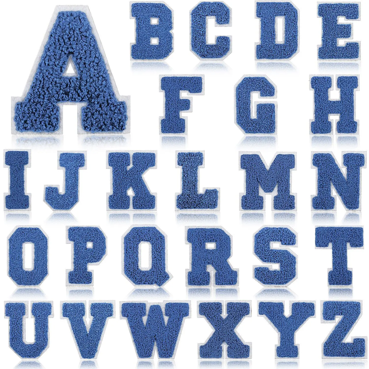 26pcs 7cm Chenille Letter Patches Iron on For Clothes Towel Embroidered Felt Alphabet Applique for DIY Accessory A-Z ABC DEF LMN