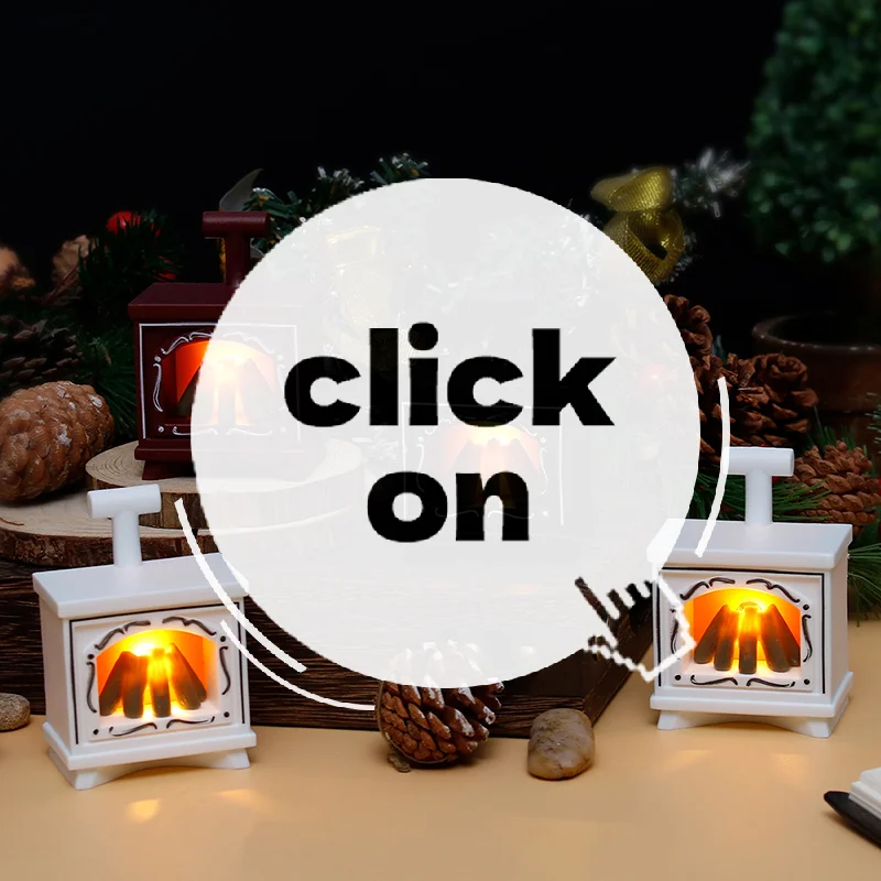 

Dollhouse Miniature Fireplace Glowing Stove Model House Furniture Kitchen Living Scene Decor Toy