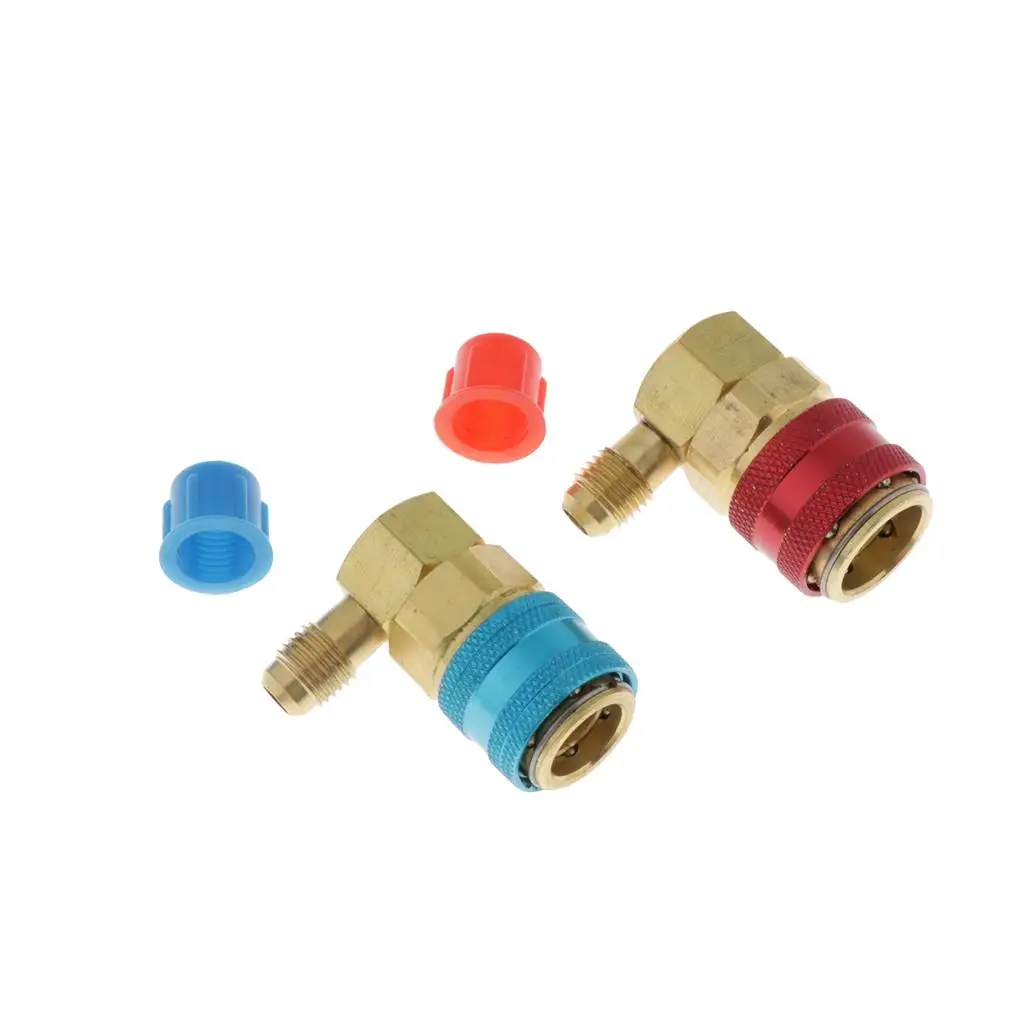 Refrigerant Ball Valve Accs High Low Side Quick Coupler Brass Adapter for Automobile R134a AC Tube