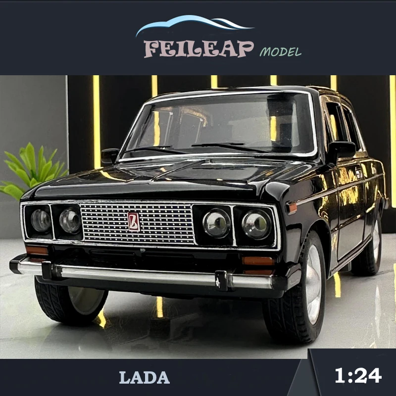 

Имитация 1:24 Lada 2106, винтажная модель автомобиля, Литые металлические игрушечные автомобили со звуком, коллективная миниатюрная машинка, подарок для мальчика