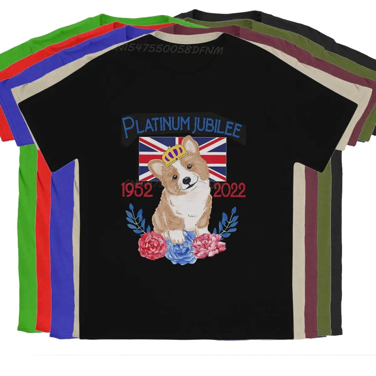 

Queen's Platinum Jubilee British Monarch Queen Corgi Male's T Shirt The Queen's Corgi Summer Tops Men Graphic Tee Shirt Men Tops