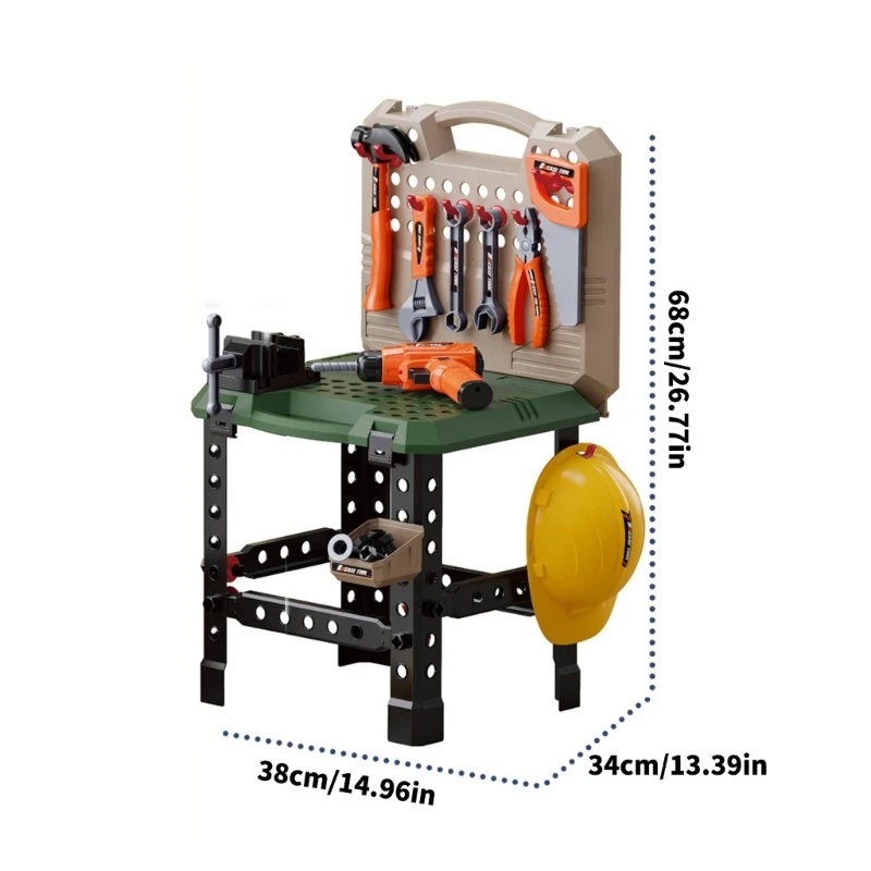 90PCS Partizipative Werkzeug Hocker Spielzeug Finish Pretend Reparatur Set Sichere ABS Materialien Hand Orgel Der Sehkraft 15UB