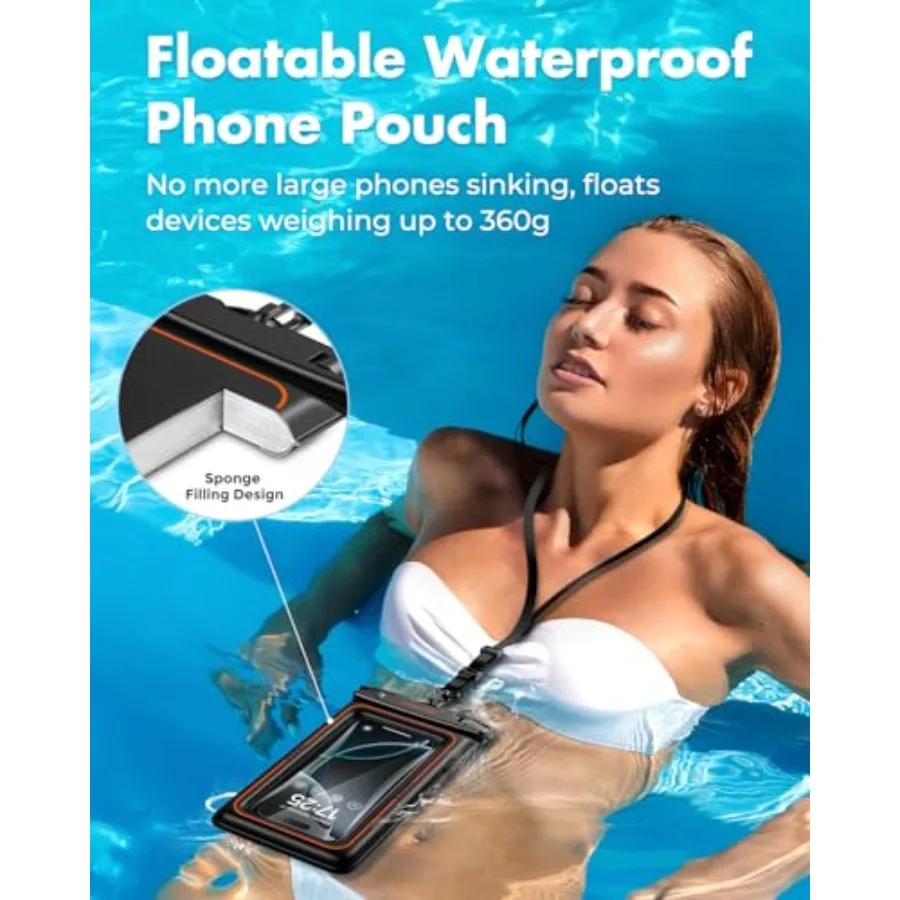 Floating Waterproof Phone Pouch 2 Pack, IPX8 Waterproof Phone Case Dry Bag Kayak/Beach/Cruise Travel Essentials, Water Proof Po view 2