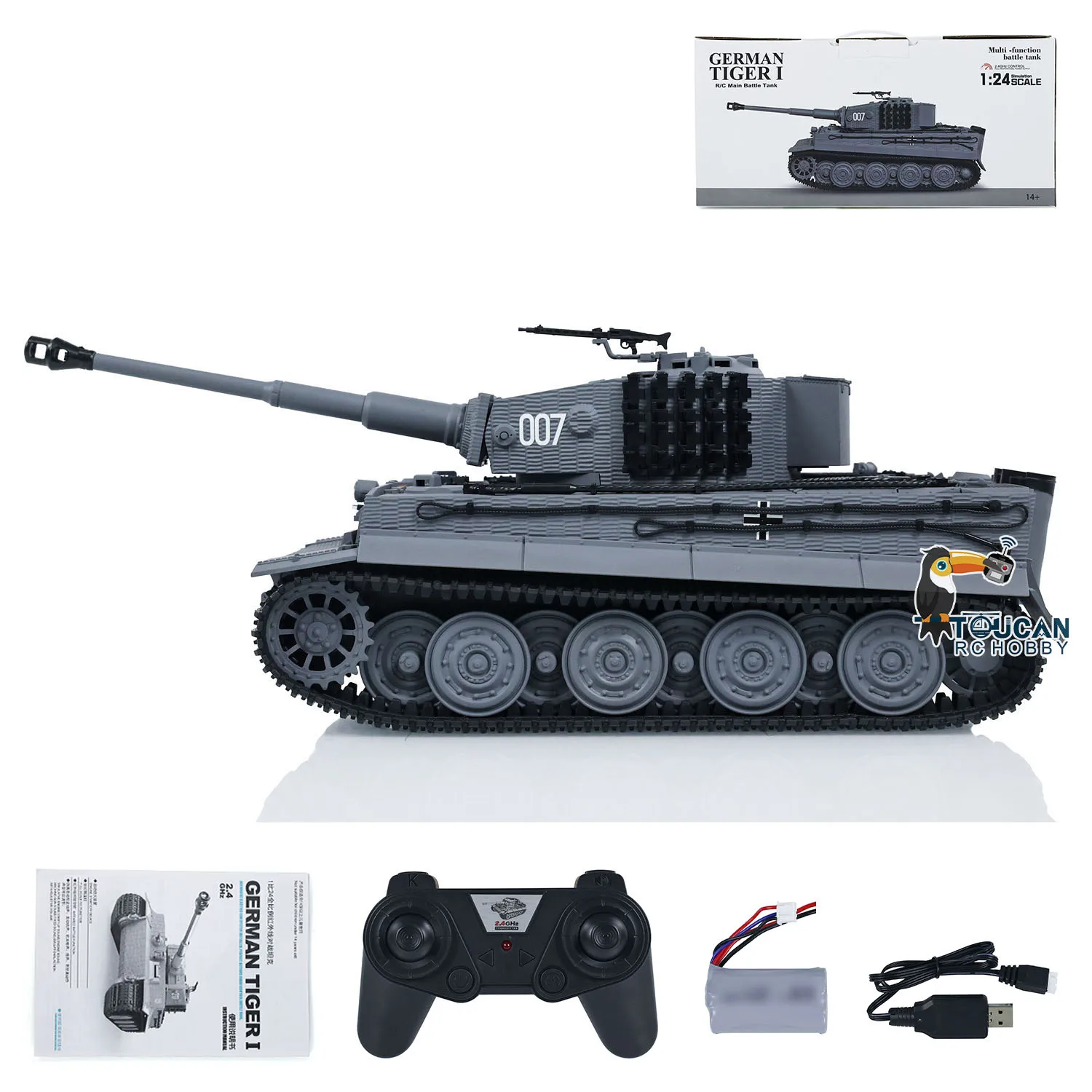 Taigen 1/24 Scale RC Battle Tank Tiger I Model Remote Control Infrared Combat Military Tanks Mini Cars Vehicle RC Toys TH23571