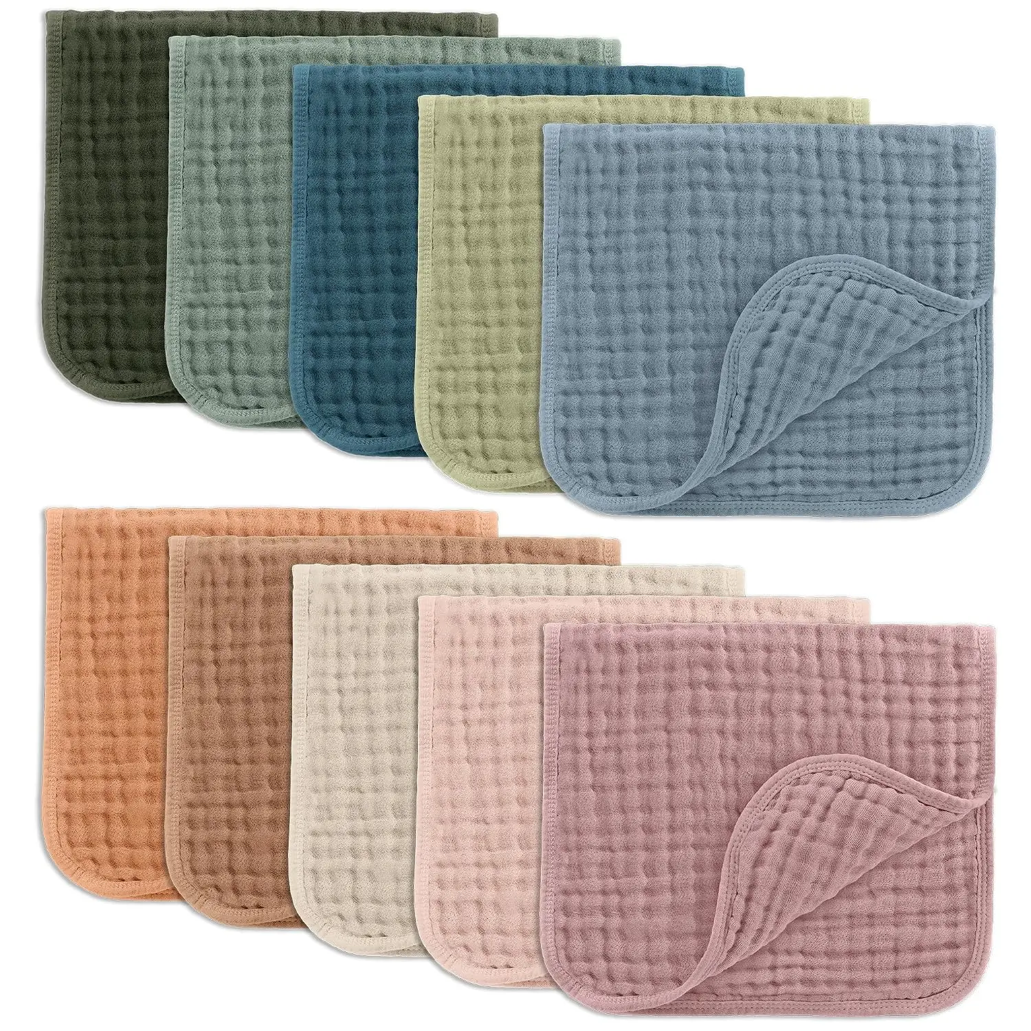 1/3/6/9 Pcs 6‑Layer Gauze Baby Burp Cloths, Solid Color Absorbent Spit‑Up Towels for Newborn Infant Feeding