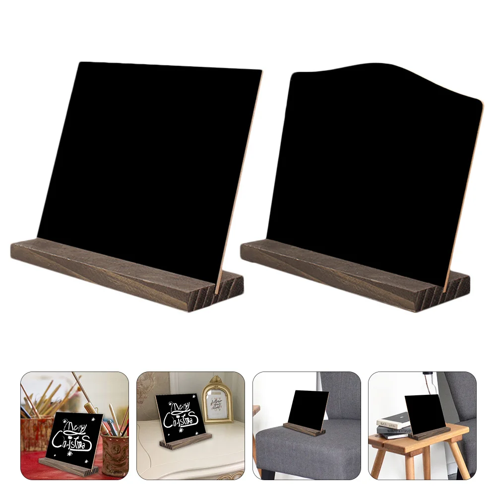 

2 Pcs Rustic Decor Desktop Chalkboard Black Sign Blackboard Signs Double Sided Small with Stand for Tables Mini Tabletop