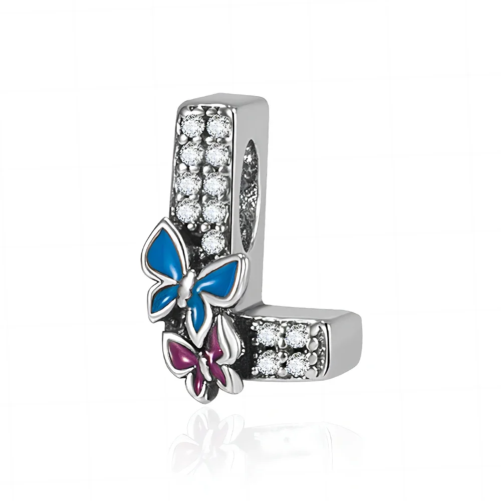 Fashion Butterfly A-Z Letters Charms Beads Real 925 Sterling Silver Fit Pandora Bracelet Bead for Women Diy Jewelry