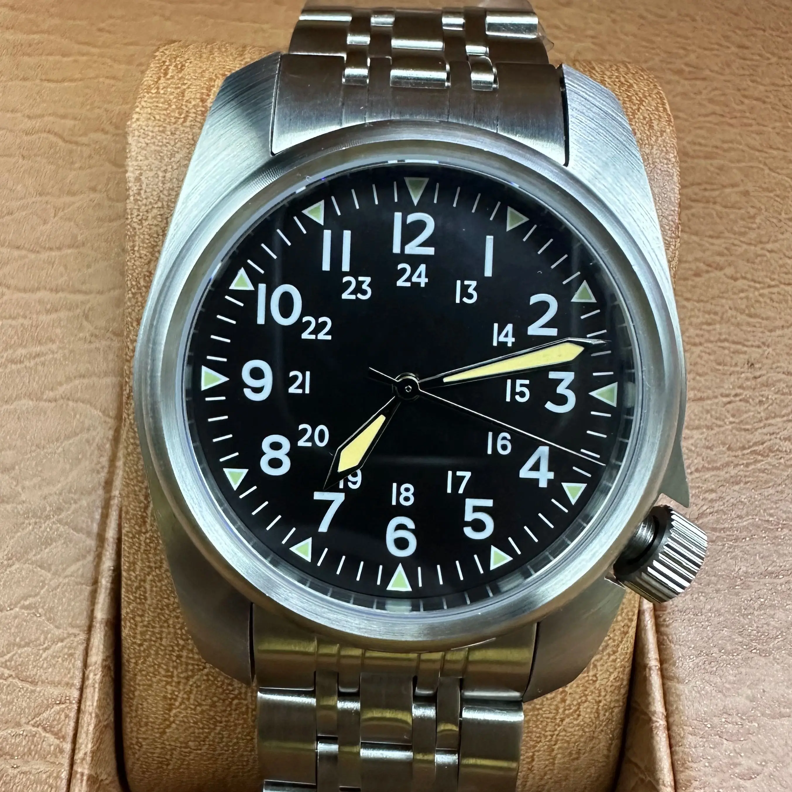 316L Sapphire Crystal Men Watches Japan Movement Waterproof 5Bar Swimming Luxury Business Stainless Steel vintage Pilot Men Watc