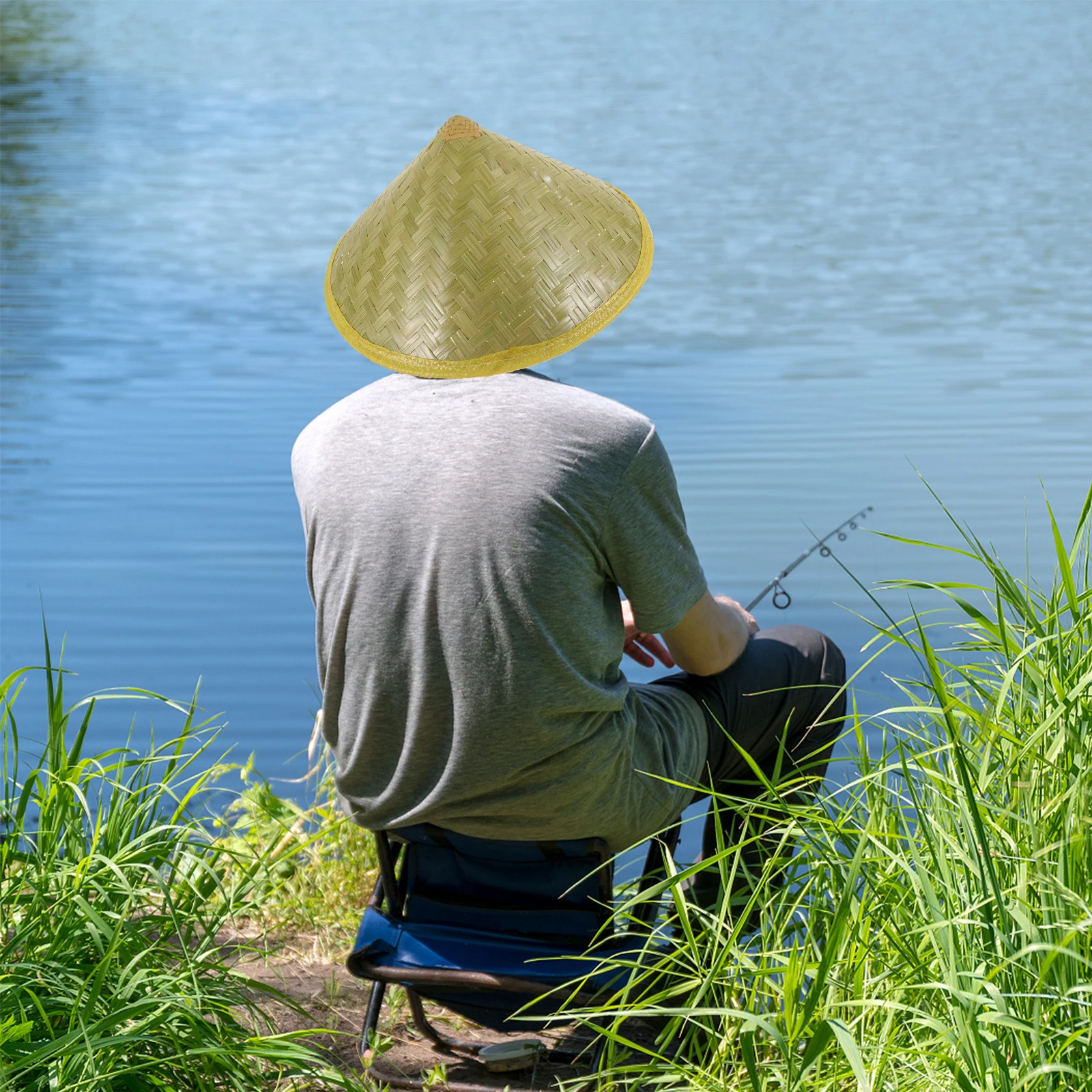 

1pcs Bamboo Straw Cone Outdoor Sunshade Fisherman Chinese Style Travel Kids Adults Fishing Camping Durable Comfortable for Women
