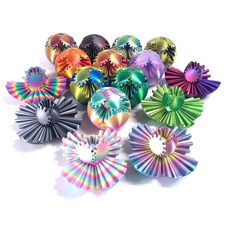 8CM large size 3D Printed Gear Rotating Ball，office Desktop Decorative Model Ornaments ，New Hottest Fidget Item Birthday Gift