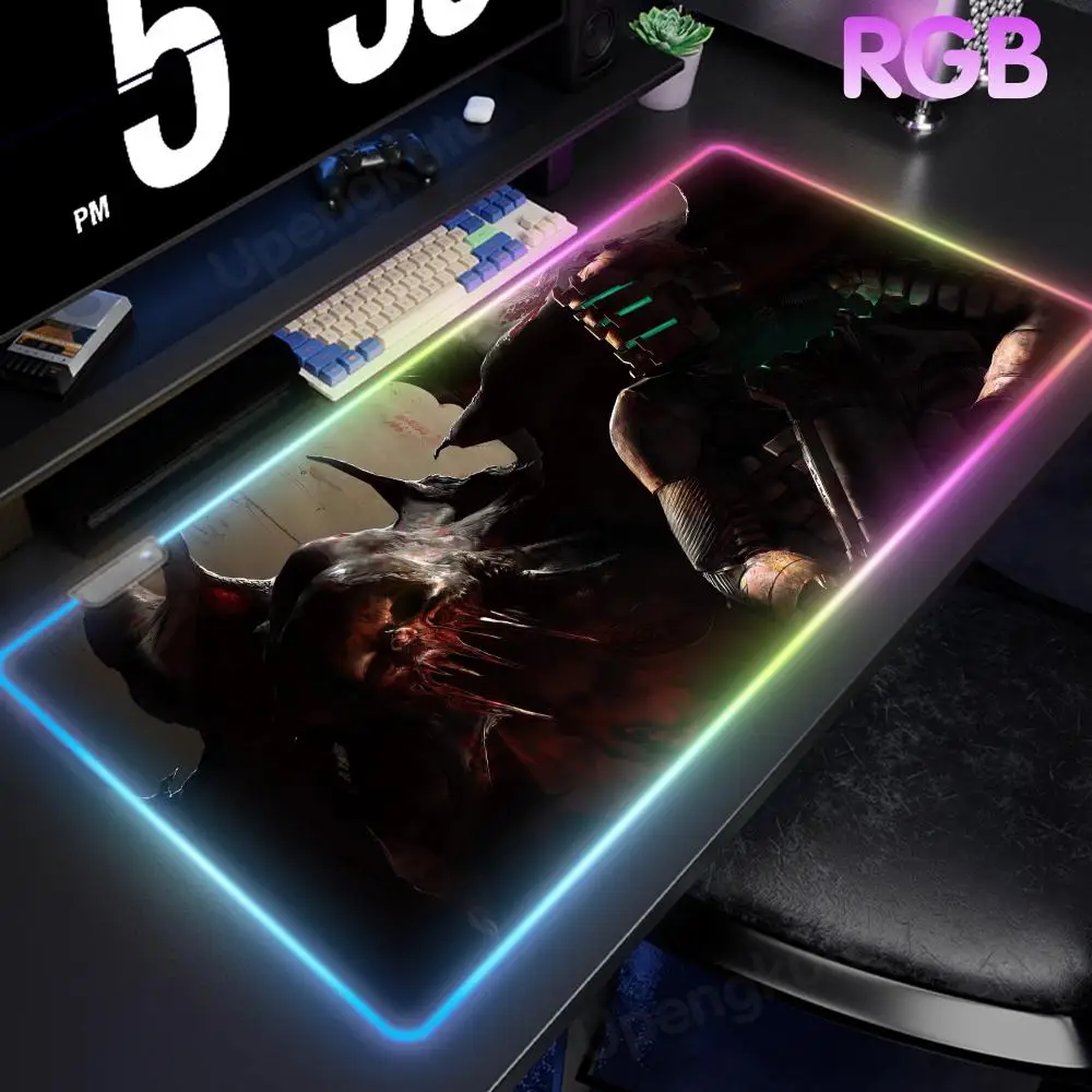 D_dead S_space Mouse Pad RGB Mouse Esports Computer Keyboard Pad Pad LED 3 mm Mouse Pad Large Gamer Luminous Desk Mat