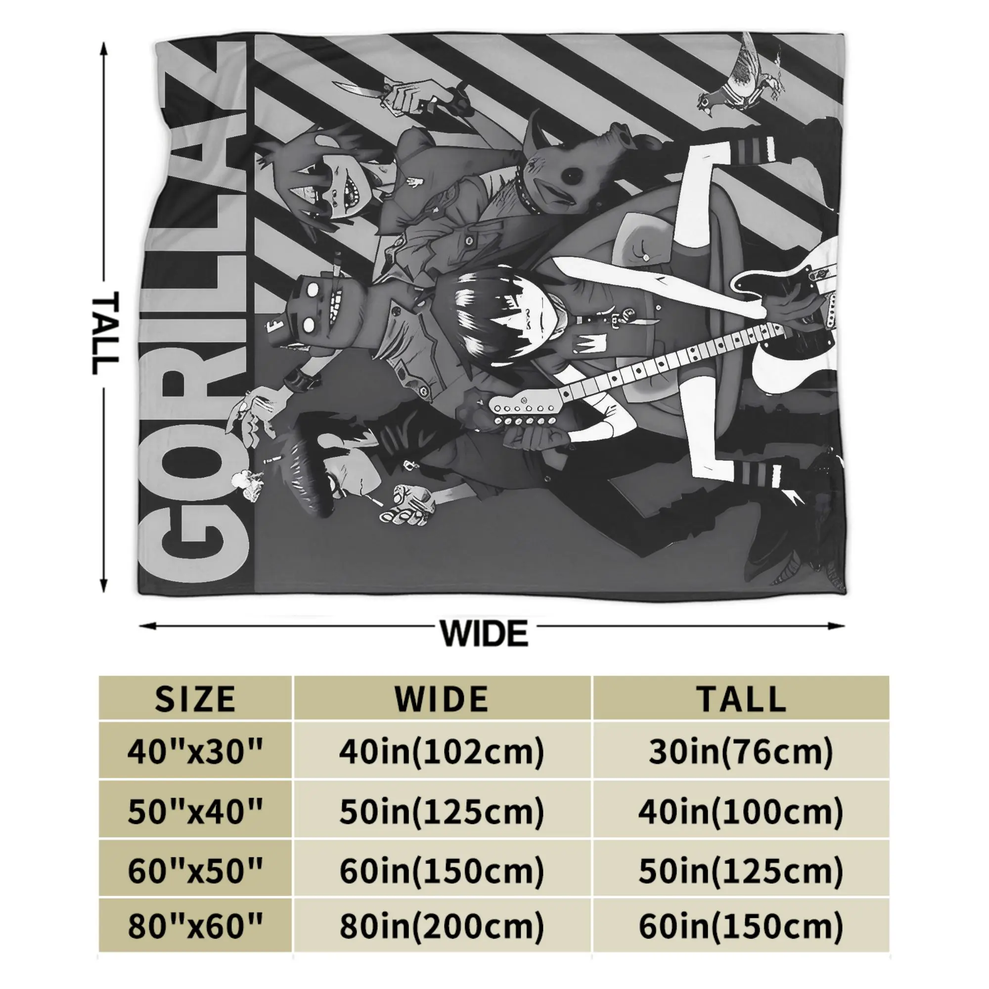 Music Band G-gorillazs  Blanket  Super Soft Fashion Plush Throw Blanket For Outdoor Decorative Flannel Bedspread Bed Cover