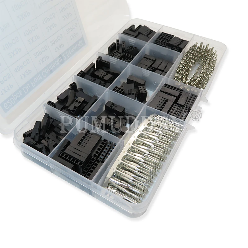 

620PCS 2.54mm Dupont Connector , Dupont Cable Jumper Wire Pin Header Housing Kit, Male Crimp Pins+Female Pin Terminal Connector