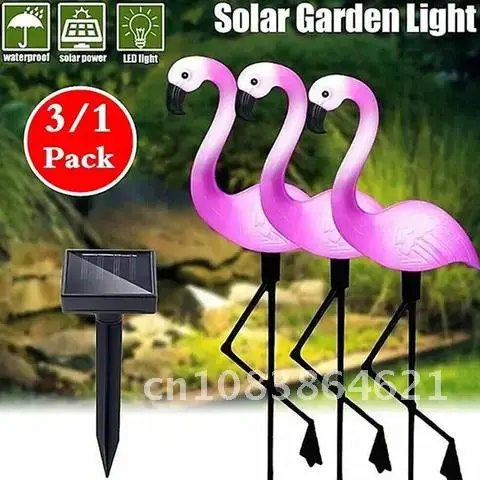 

Solar Power Garden Light Beautiful Pink Flamingo Lawn Decor Garden Stake Landscape Lamp waterproof Outdoor Light Luz de jardín