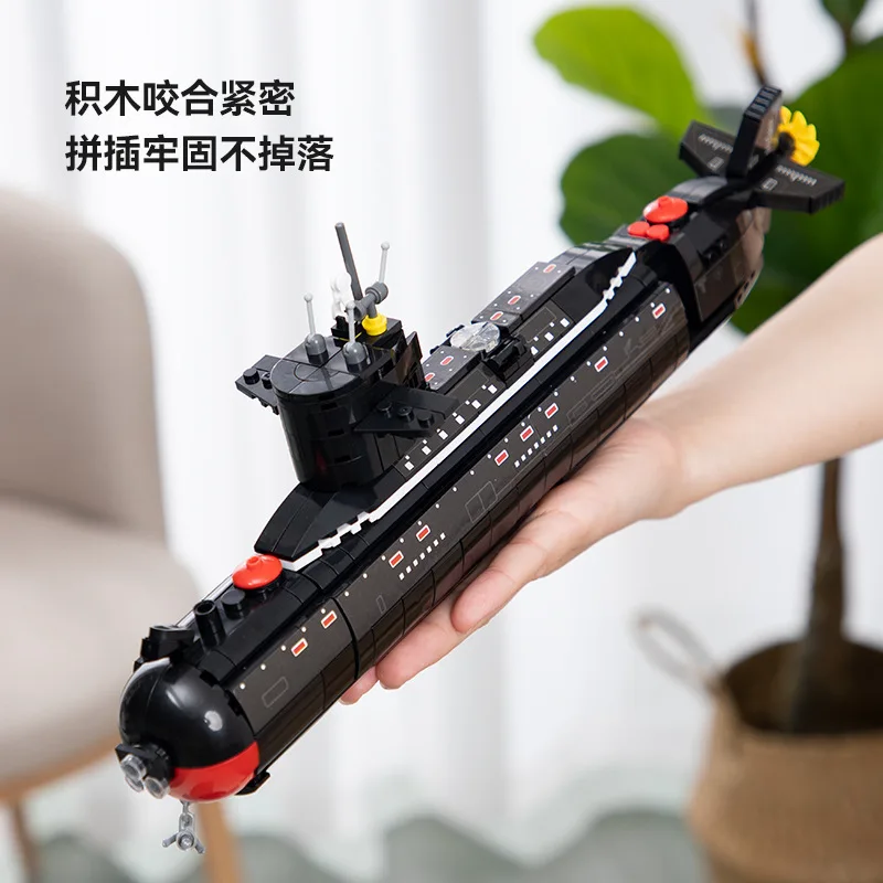 Military The Type 094 Strategic Nuclear Submarine Building Blocks Kit Classic Naval Vessels Ship War Boat Bricks Model Kids Toys