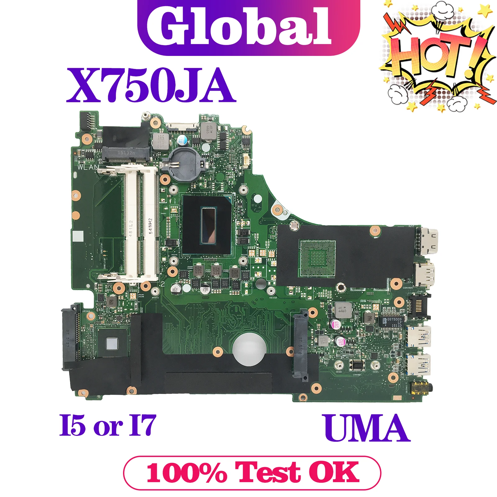 

KEFU Mainboard For ASUS X750JA A750JA F750JA K750JA A750JB X750JB K750JB F750JB Laptop Motherboard I5 I7 4th Gen UMA DDR3L