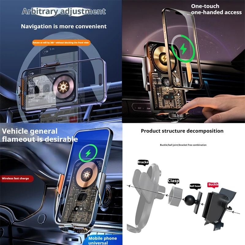 For BMW 3 Series E90 2005-2012 Car Phone Holder Strong Special Fixed Bracket Base 15W Wireless Charging Cars Accessories view 6