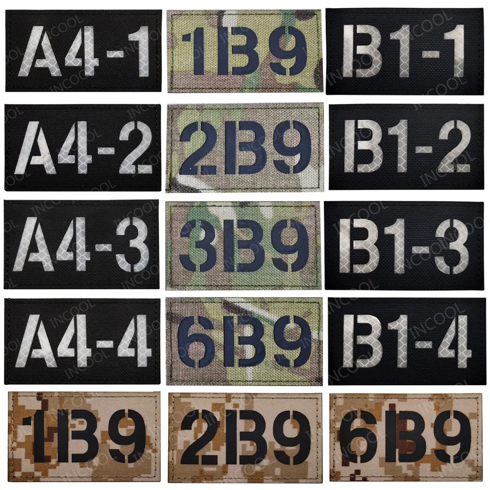 Call Sign Letter 1B9/2B9/3B9/6B9 IR Infrared Reflective Patch Chevron Strip Armband Shoulder Appliqued Patch For Clothing Bag