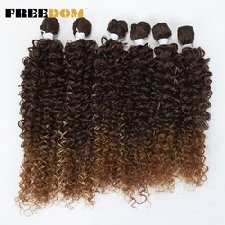 FREEDOM Synthetic Afro Kinky Curly Hair Extensions 22 24 26 inch 6PCS Hair Bundles Weave For Women Ombre Brown Blonde Fake Hair