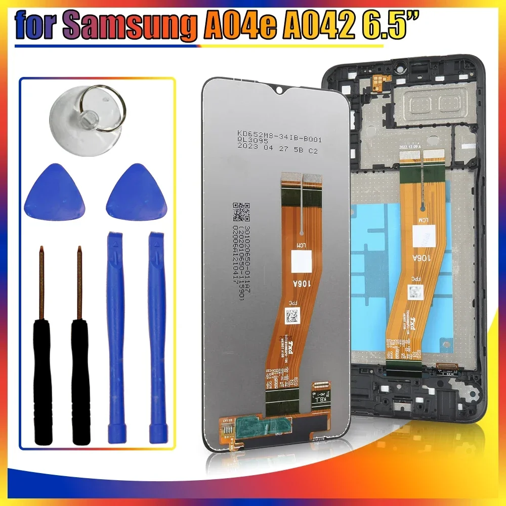 6.5\'\' LCD for Samsung Galaxy A04e A042F LCD Display Touch Screen Replacement for Samsung A04e A042F A042M LCD Display with frame