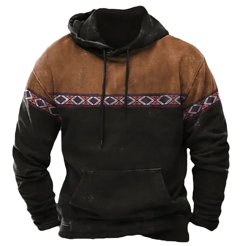 

Men's Retro Hoodie Stylish Loose Casual Breathable Long Sleeve Hooded Sweatshirt Outdoor Plus Size Men's Clothing