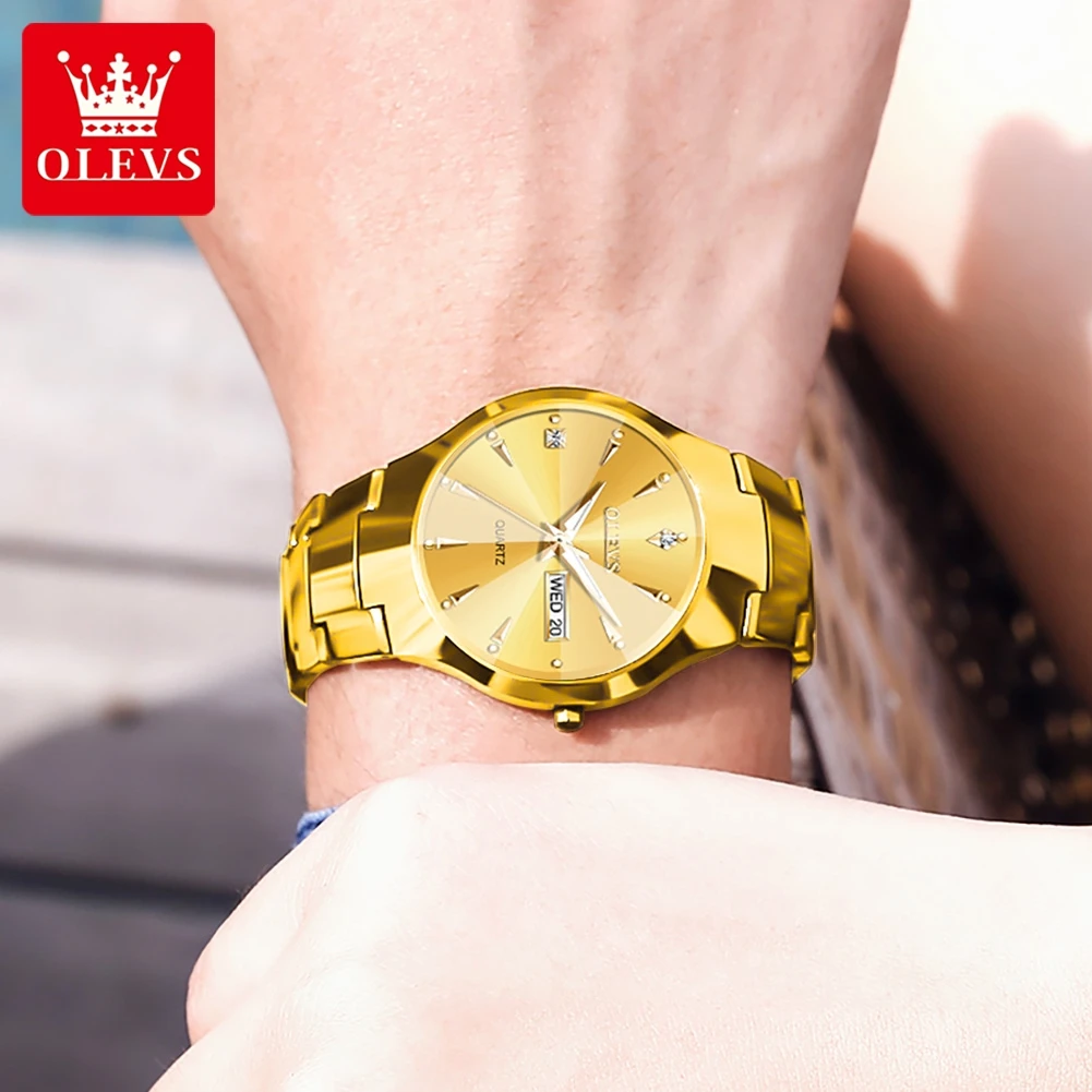 OLEVS 8697 Luxury Brand Luxurious Elegant Ladies Quartz Watch Calendar Display Diamond Mirror Tungsten Steel Strap Ladies Watch