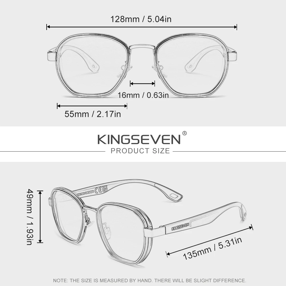 KINGSEVEN Vintage-Sonnenbrille, polarisiert, UV400, modischer Legierungsrahmen für Herren, zum Fahren, Urlaub, Brillen – Detail 2