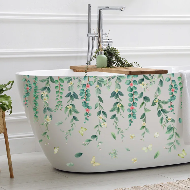 Grüne Pflanzen Reben Blumen Wanda uf kleber Badezimmer Badewanne Dekor Aufkleber Wohnzimmer Hintergrund Haupt dekoration selbst klebendes Wandbild – Detail 5