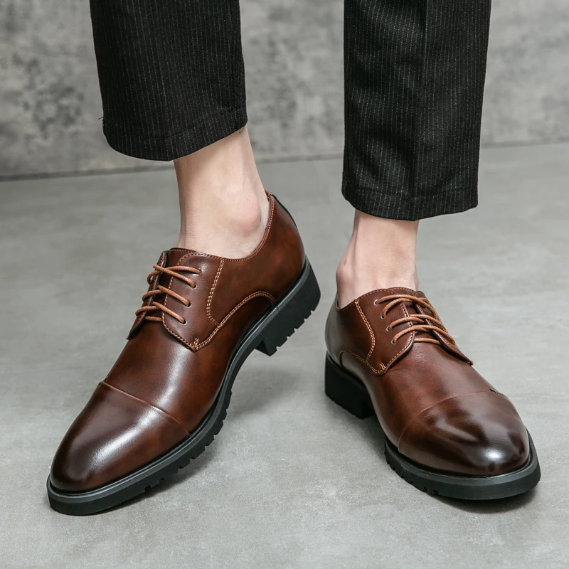 2024 large-sized casual and comfortable brand fashionable new men's derby shoes, fashionable breathable and non slip shoes