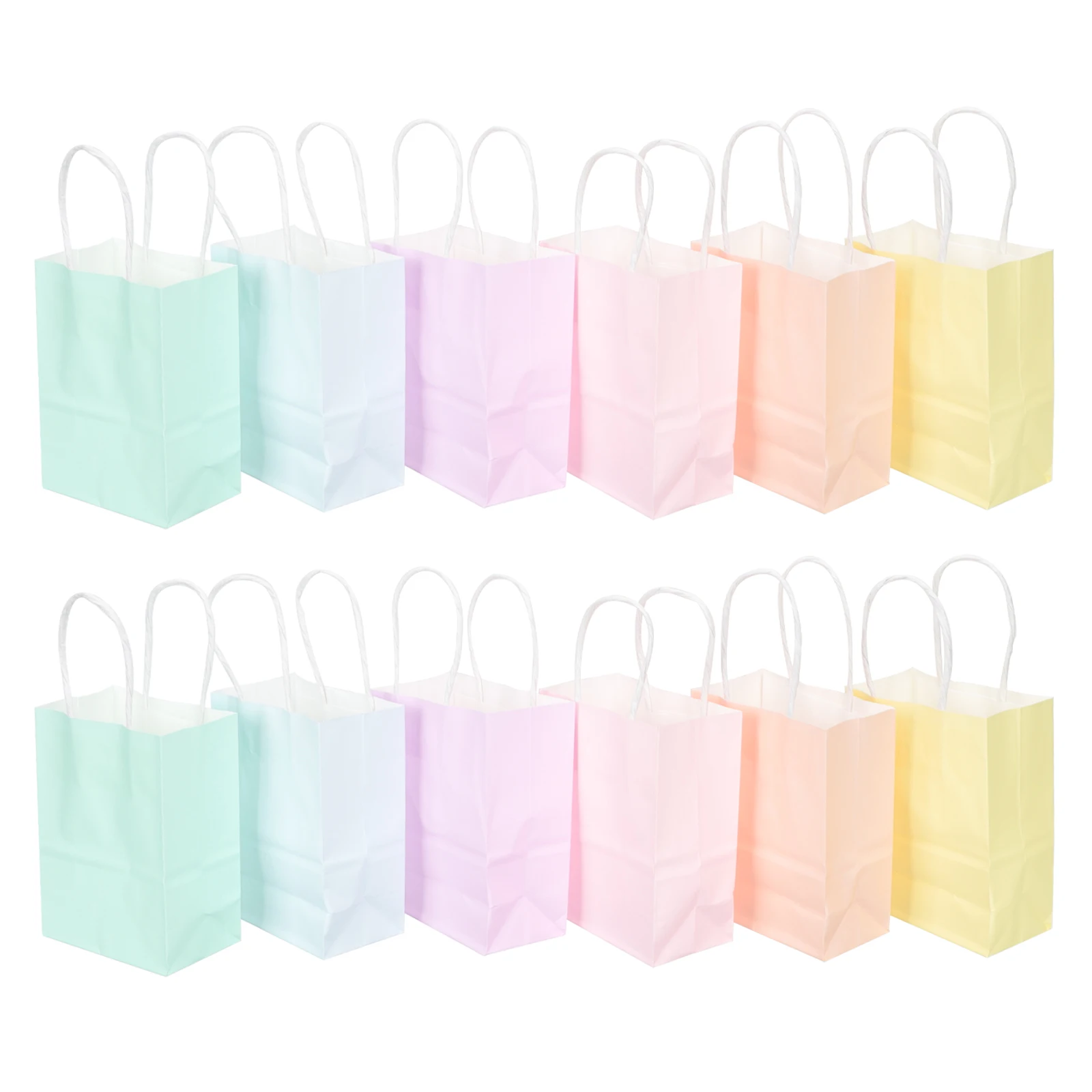 

24pcs Rainbow Gift Bags Kraft Paper Strong Portable Tote Packaging for Bakery Coffee Shop Party Favor Thickened Durable Shopping