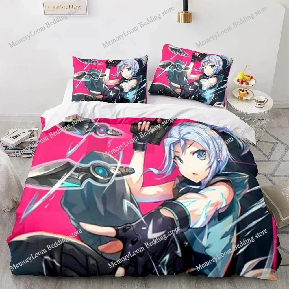 

Game Valorant Neon Bedding Set Boys Girls Twin Queen Size Duvet Cover Pillowcase Bed Kids Adult Fashion Home Textileextile