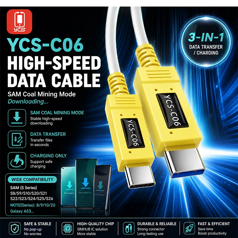 

YCS C06 High Quality USB Cable One Click Download Mode for Samsung Galaxy S8 to S26 Series Fast Charging File Transfer Tools