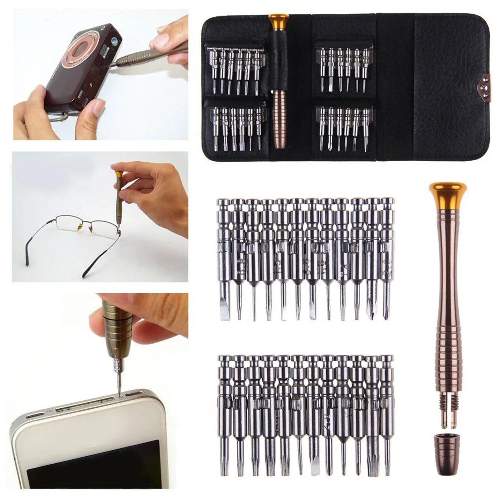 25 in 1 Precision Screwdriver Set for Smartphones Electronics Repair Tool Kit Lightweight Portable Anti Slip
