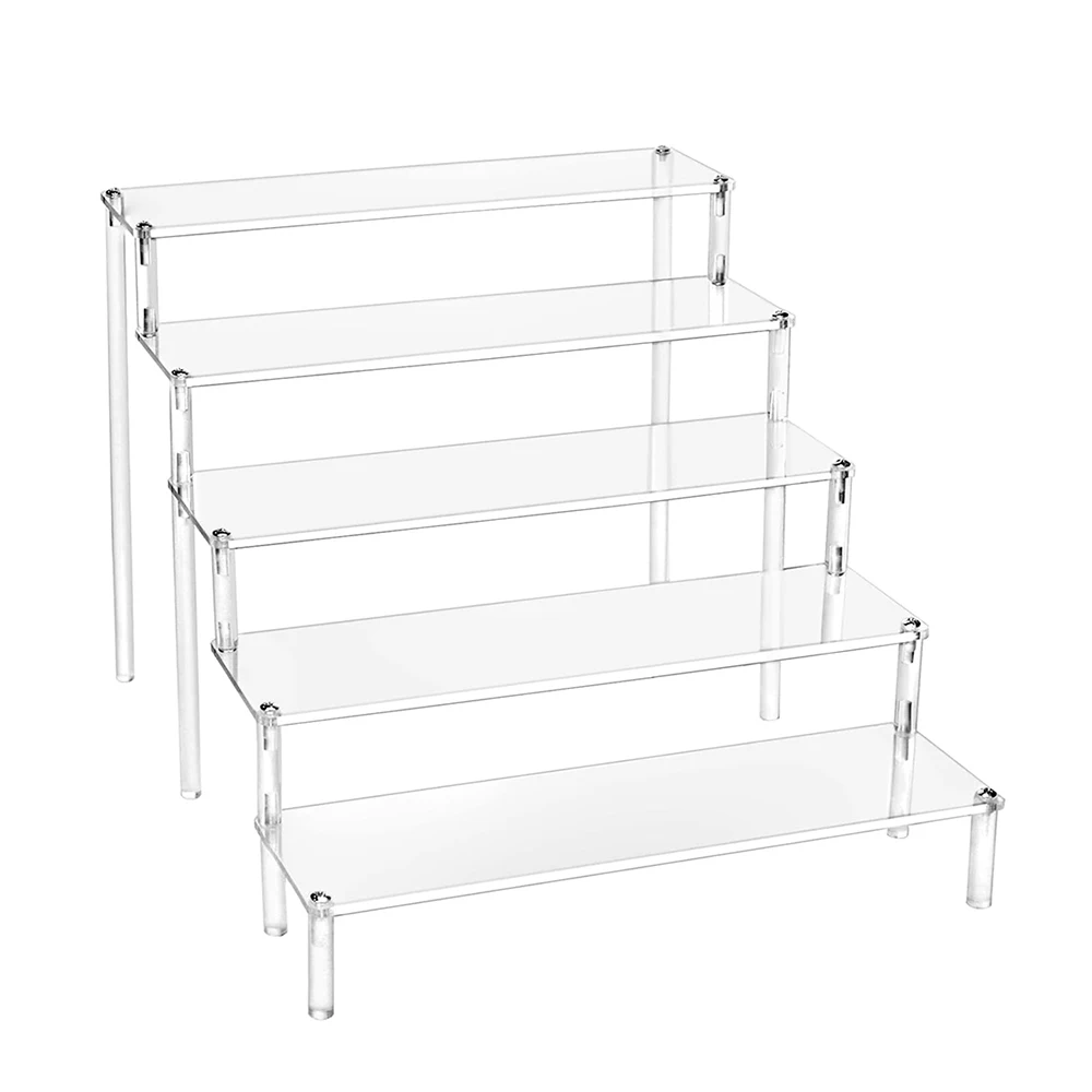 

5 Layer Acrylic Display Shelf Doll Figure Stands Cupcake Perfume Display Storage Jewelry Rings Holder Acrylic Riser Transparent
